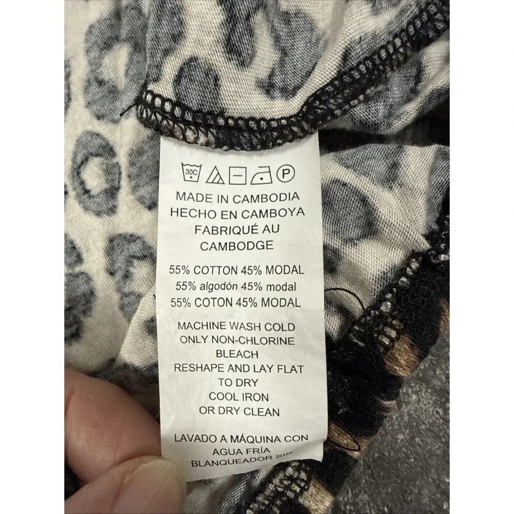Michael Kors Womens Leopard Print Round Neck Elastic Waist Cotton Modal‎ Sz 1X